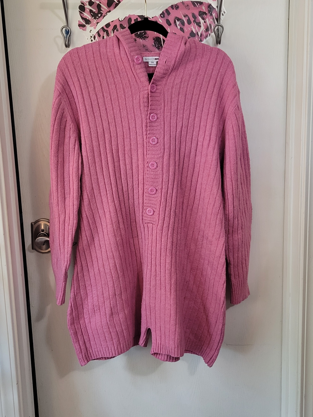 Ribbed Button-Up Jumper Sweater in Pink